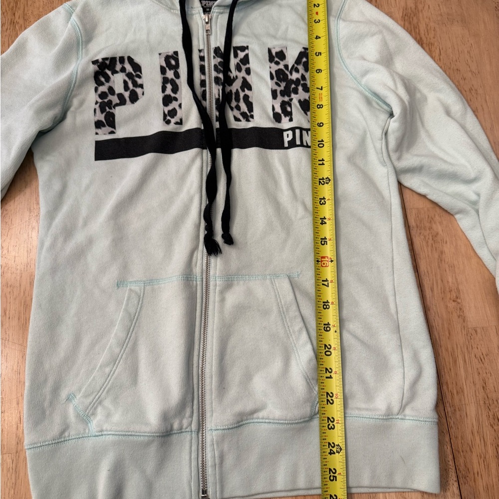 PINK Victoria's Secret Mint Hoodie with Leopard Print - Picture 6 of 7